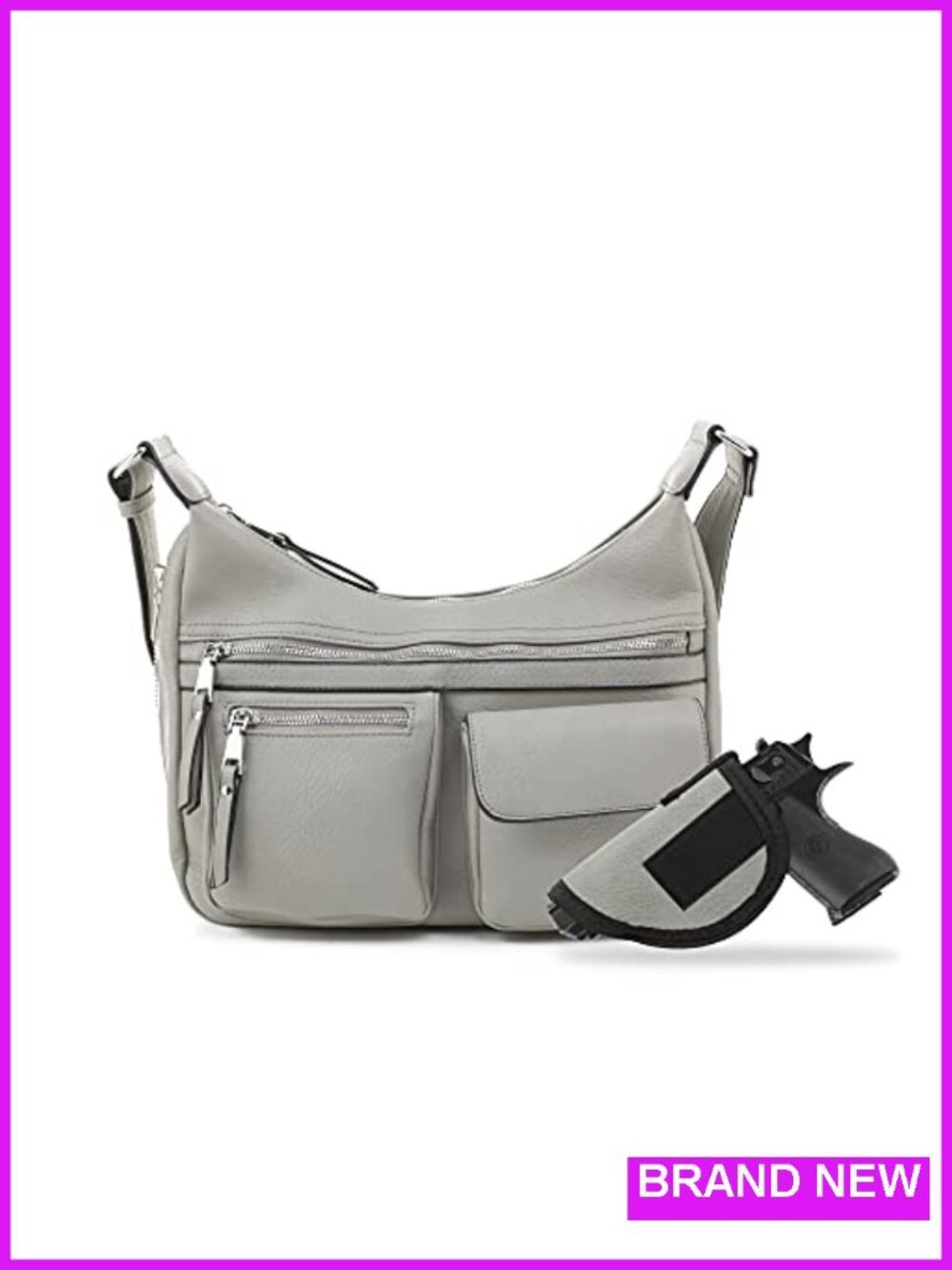 Concealed Carry Crossbody Bag with Detachable Holster Faux Leather